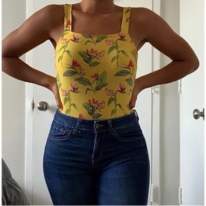 FOREVER 21 | Yellow Floral Bodysuit